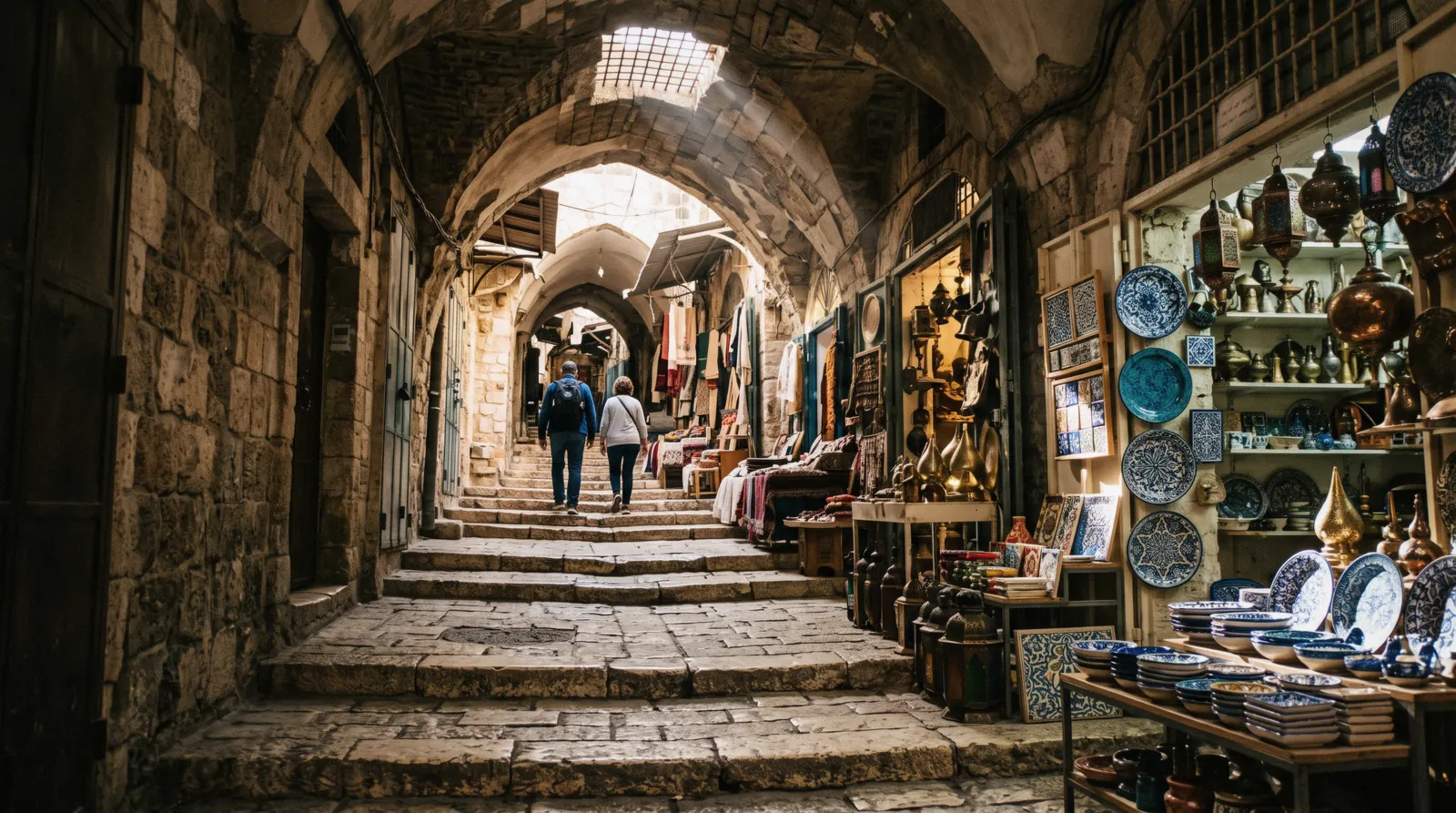 A covered stone lane in the Christian Quarter, on Jerusalem tours