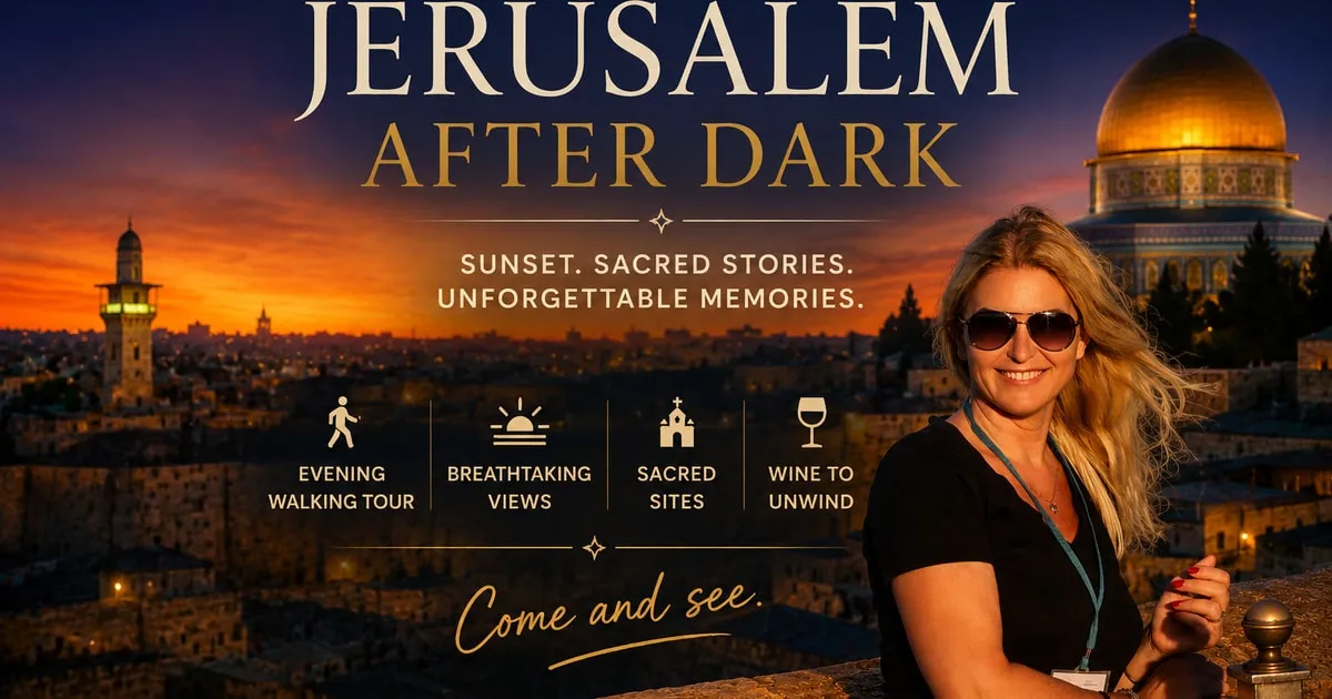 Old City rooftops and domes at sunset on an evening Jerusalem walking tour