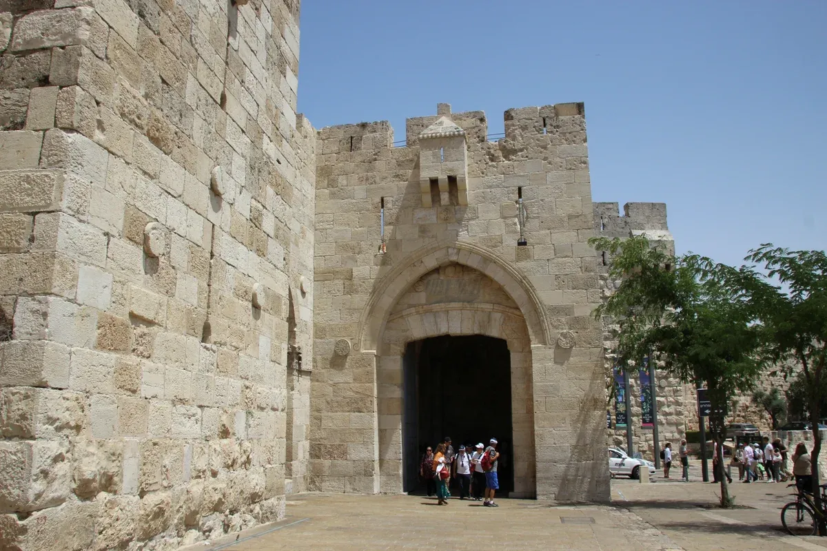 Jaffa Gate, the main western entrance to the Old City and the usual meeting point for walking tours, jerusalem old city